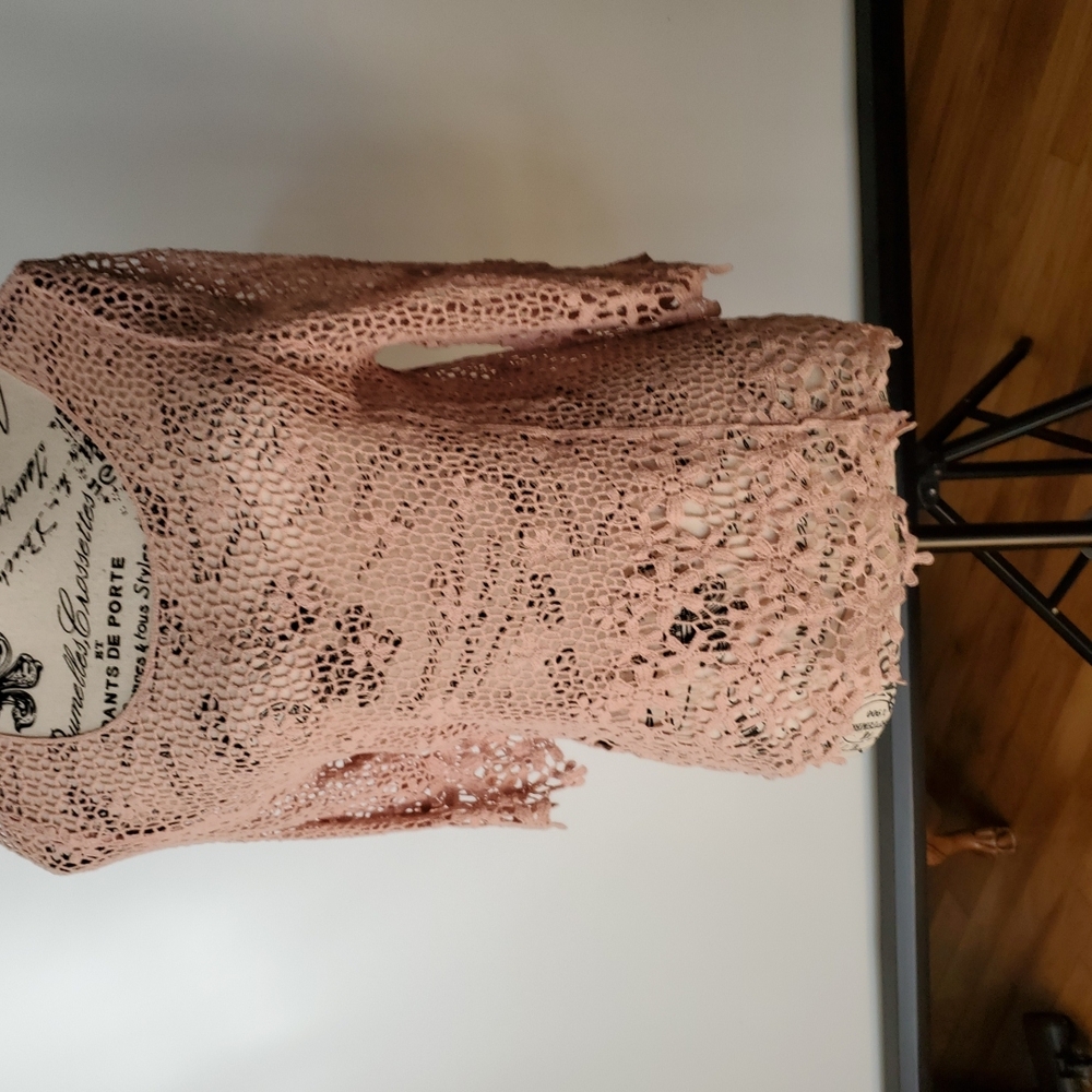 Pink Crochet Knit Top